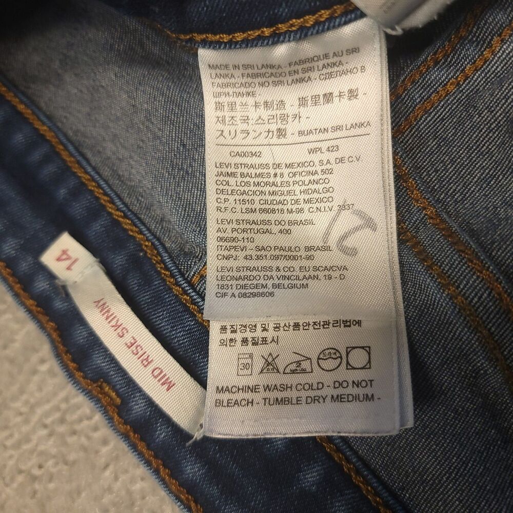 Levi's Womens 14 Mid Rise Skinny Jeans Blue Denim - Picture 10 of 11